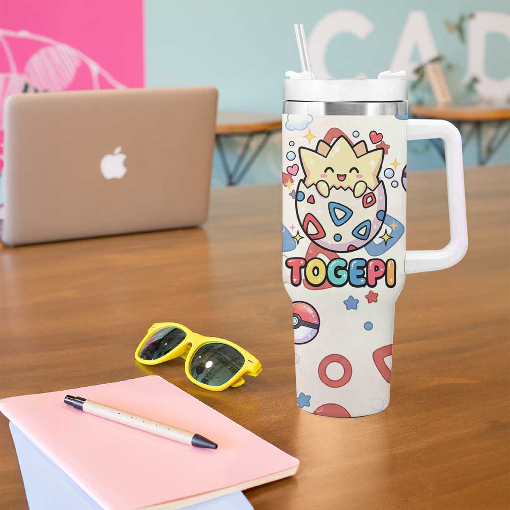 Togepi Tumbler With Handle Joyful Eggshell Whimsy Art