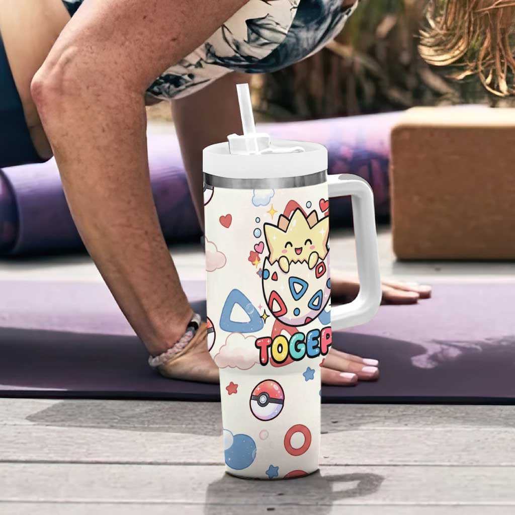 Togepi Tumbler With Handle Joyful Eggshell Whimsy Art