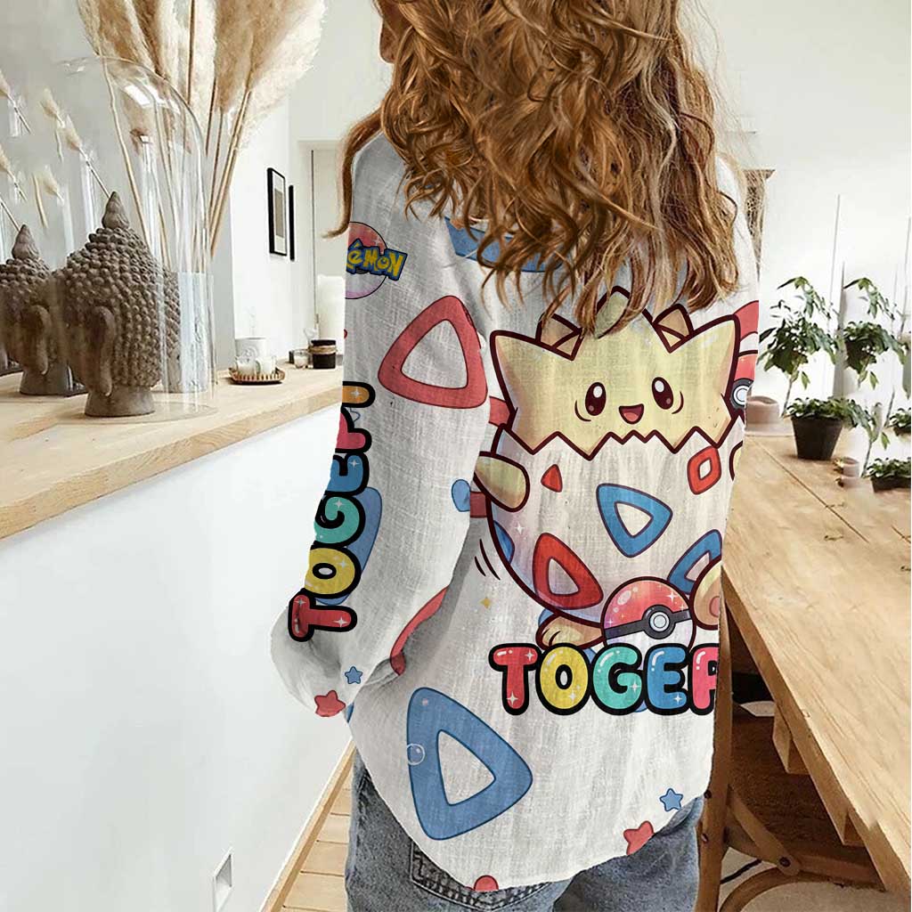 Togepi Women Casual Shirt Joyful Eggshell Whimsy Art