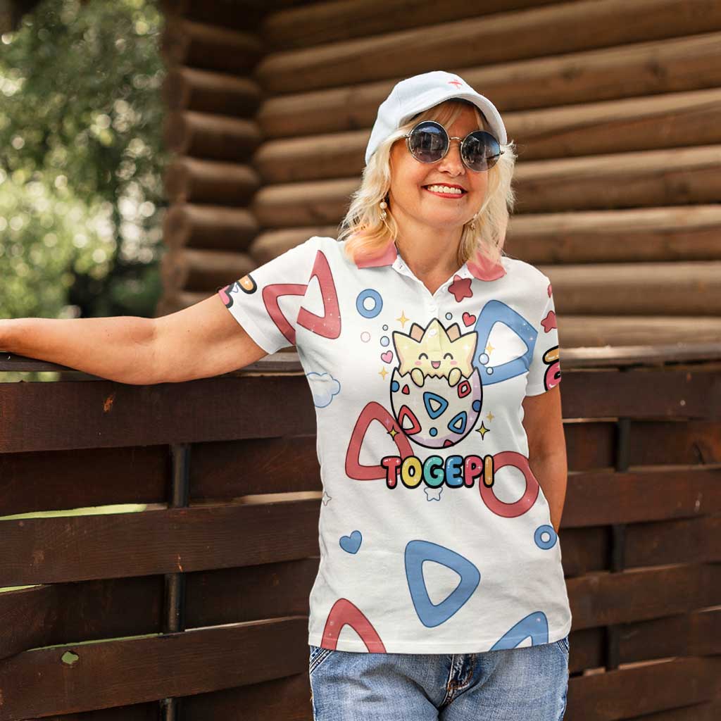 Togepi Women Polo Shirt Joyful Eggshell Whimsy Art