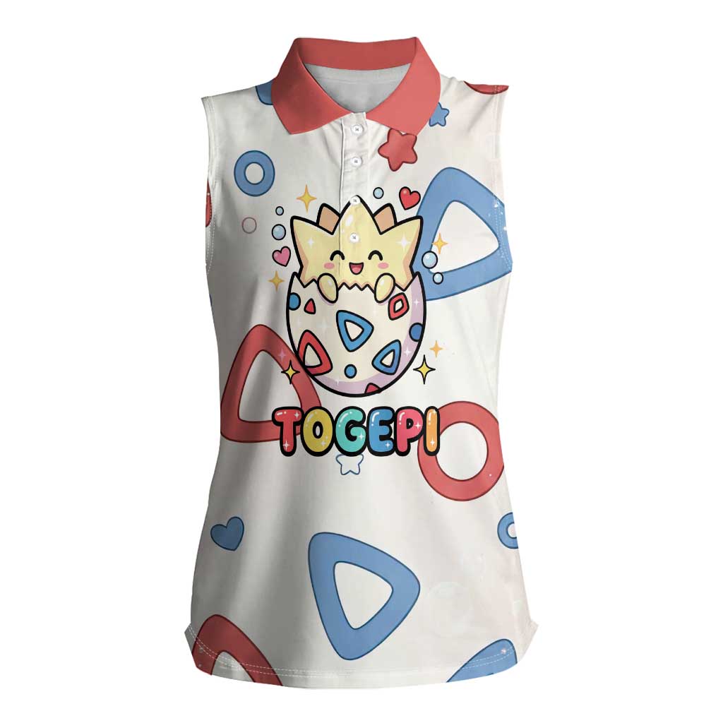 Togepi Women Sleeveless Polo Shirt Joyful Eggshell Whimsy Art