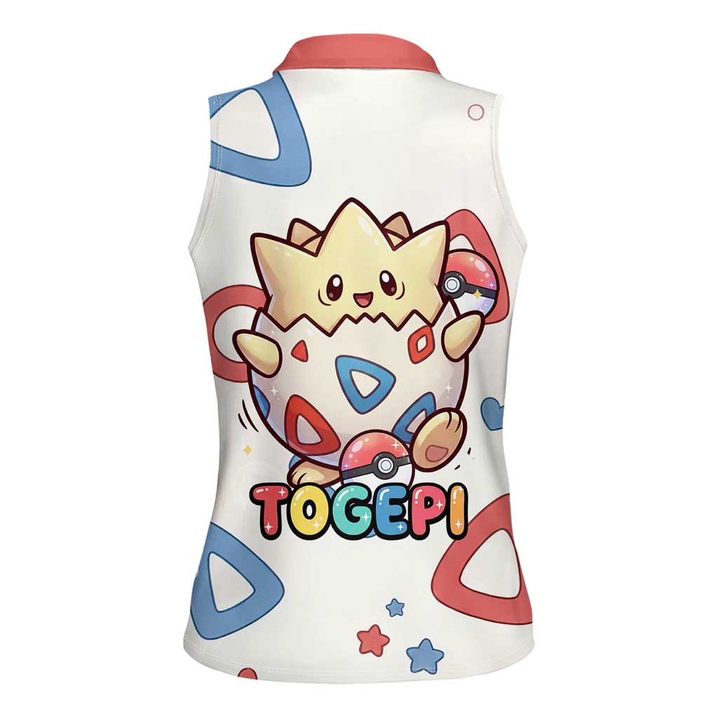 Togepi Women Sleeveless Polo Shirt Joyful Eggshell Whimsy Art