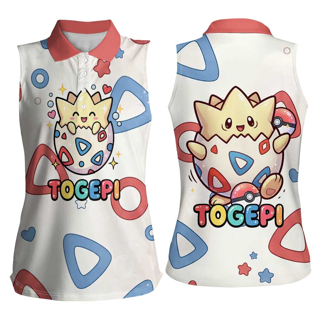 Togepi Women Sleeveless Polo Shirt Joyful Eggshell Whimsy Art