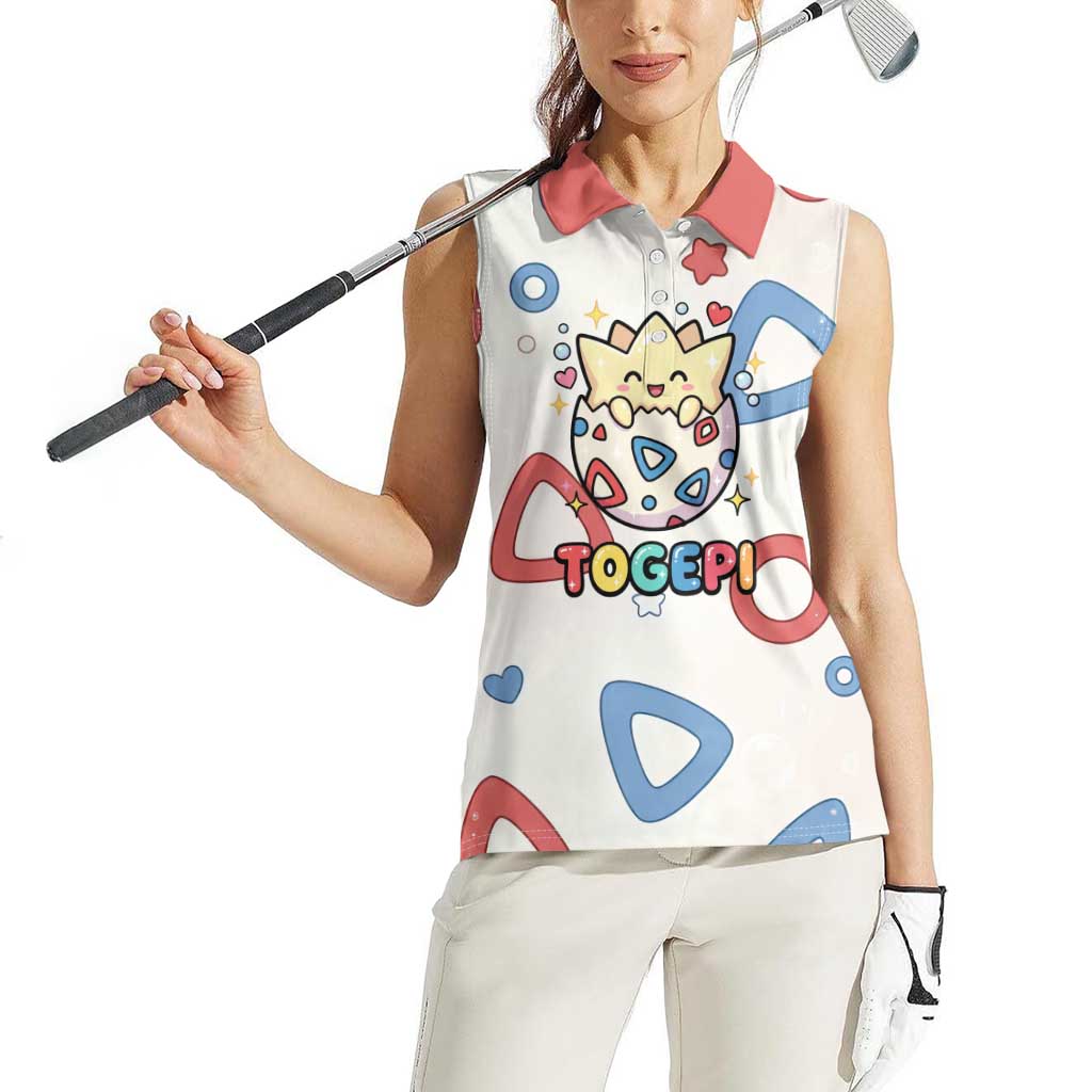 Togepi Women Sleeveless Polo Shirt Joyful Eggshell Whimsy Art