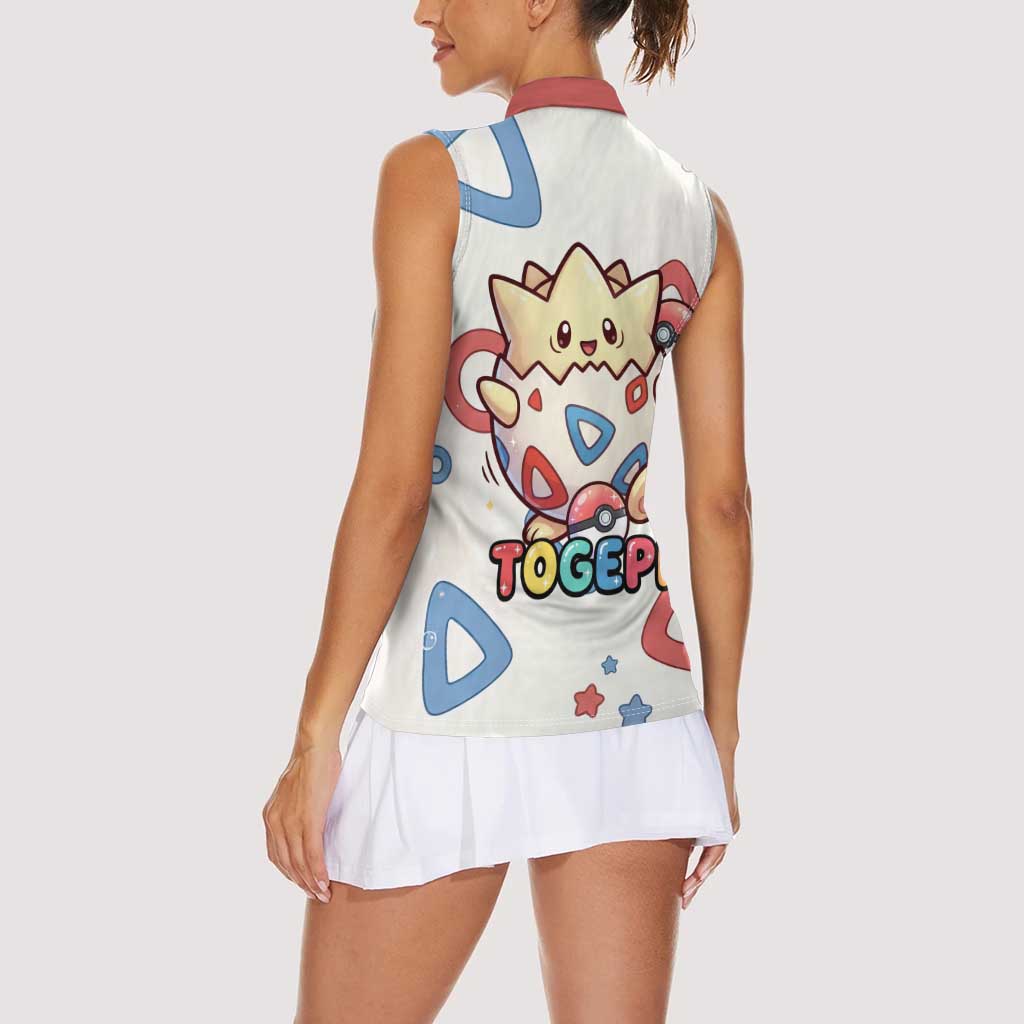Togepi Women Sleeveless Polo Shirt Joyful Eggshell Whimsy Art