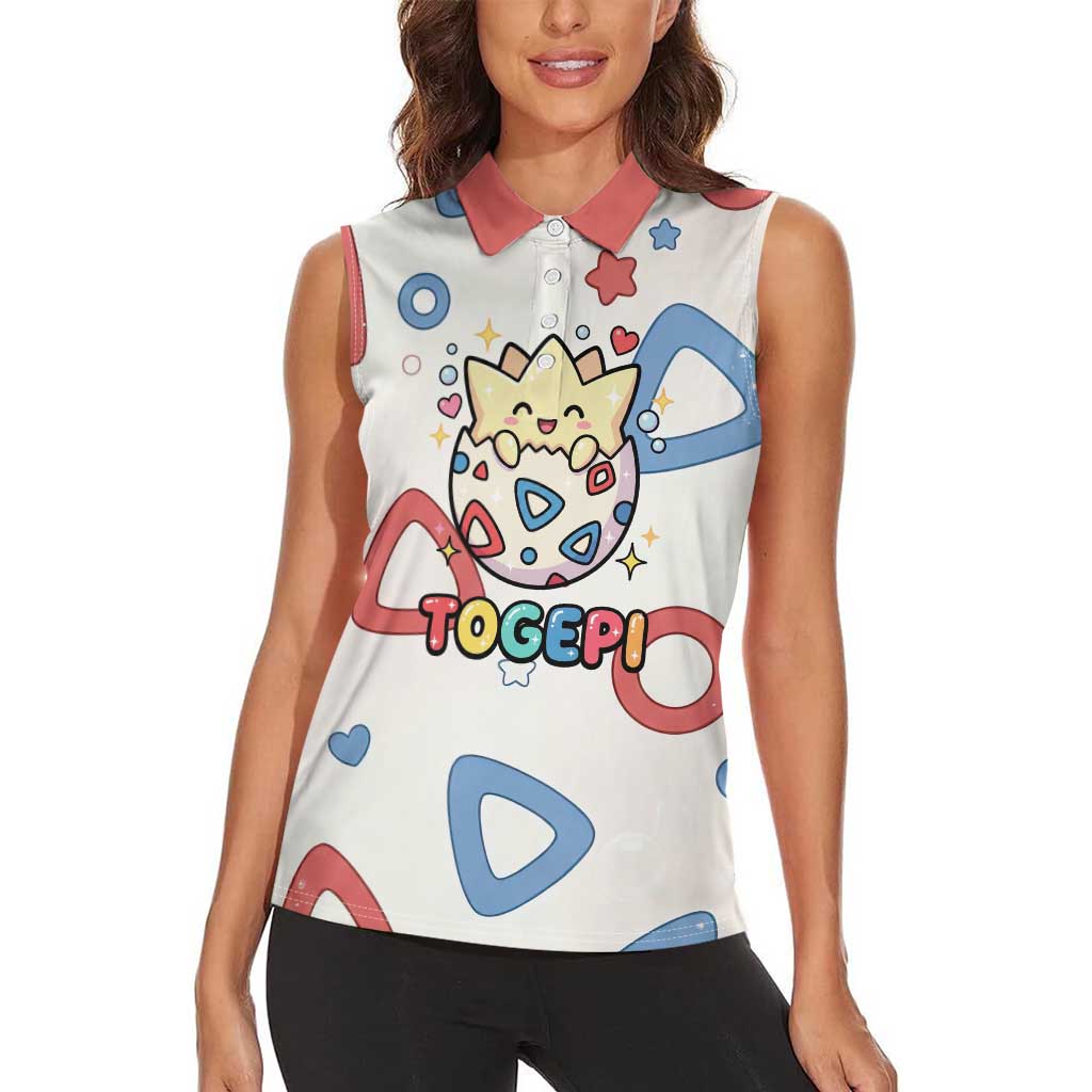 Togepi Women Sleeveless Polo Shirt Joyful Eggshell Whimsy Art