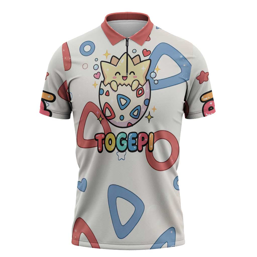 Togepi Zipper Polo Shirt Joyful Eggshell Whimsy Art