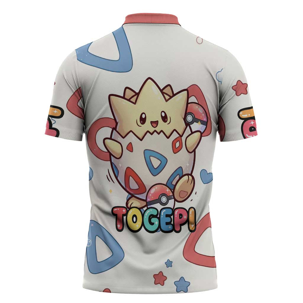 Togepi Zipper Polo Shirt Joyful Eggshell Whimsy Art