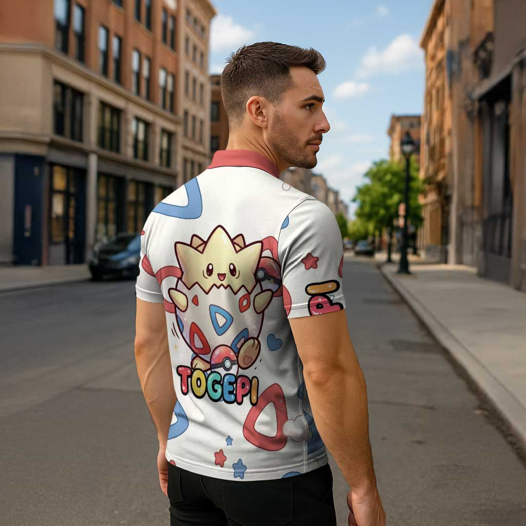 Togepi Zipper Polo Shirt Joyful Eggshell Whimsy Art