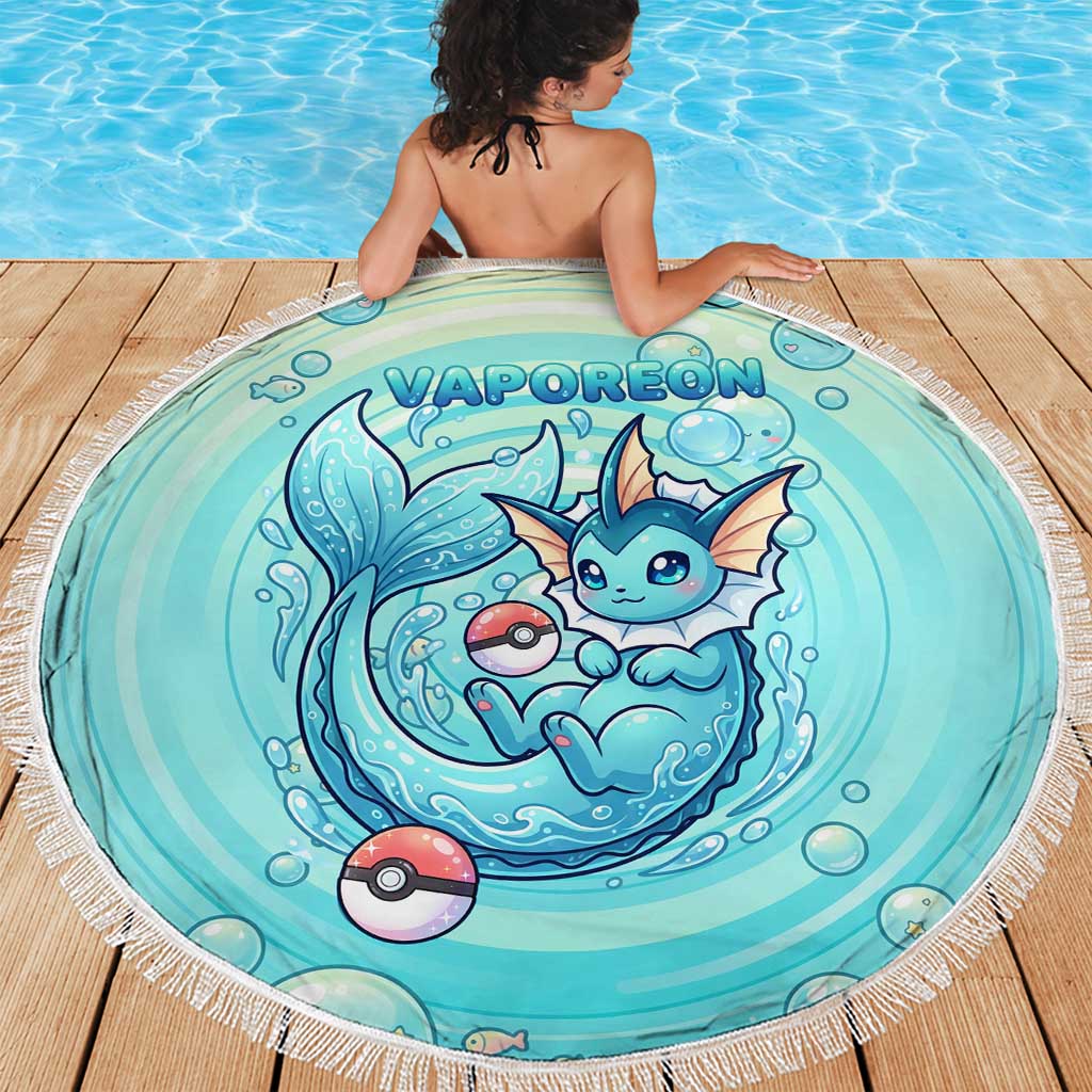 Vaporeon Beach Blanket Dreamy Ocean Bubble Fantasy Art