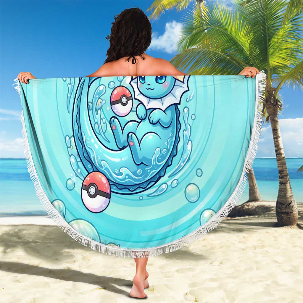 Vaporeon Beach Blanket Dreamy Ocean Bubble Fantasy Art