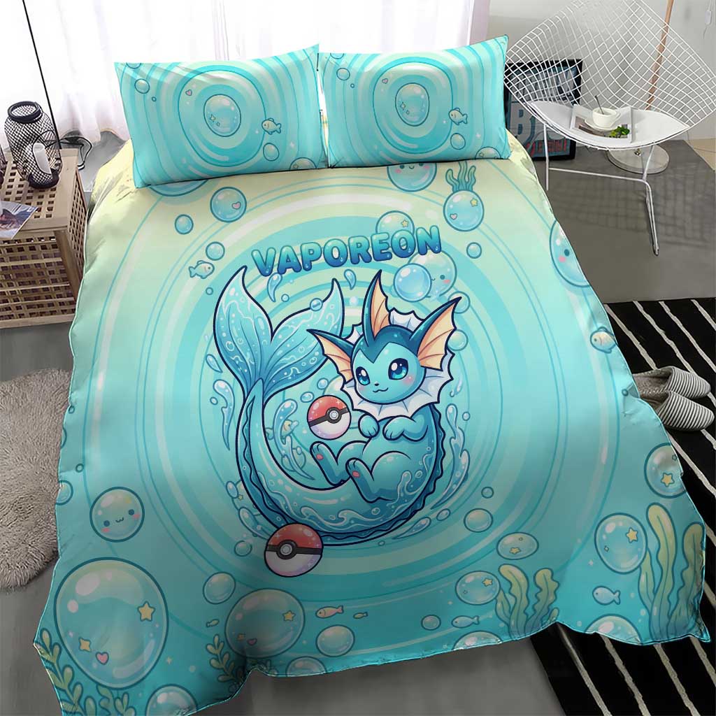 Vaporeon Bedding Set Dreamy Ocean Bubble Fantasy Art