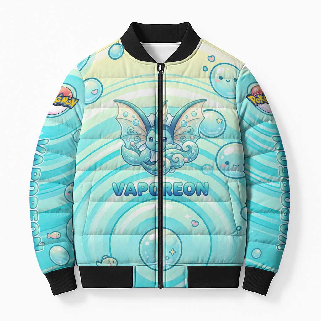 Vaporeon Bomber Puffer Jacket Dreamy Ocean Bubble Fantasy Art