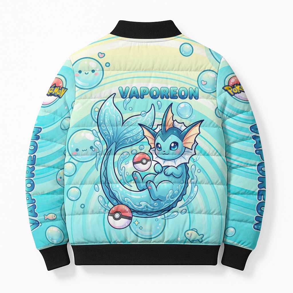 Vaporeon Bomber Puffer Jacket Dreamy Ocean Bubble Fantasy Art