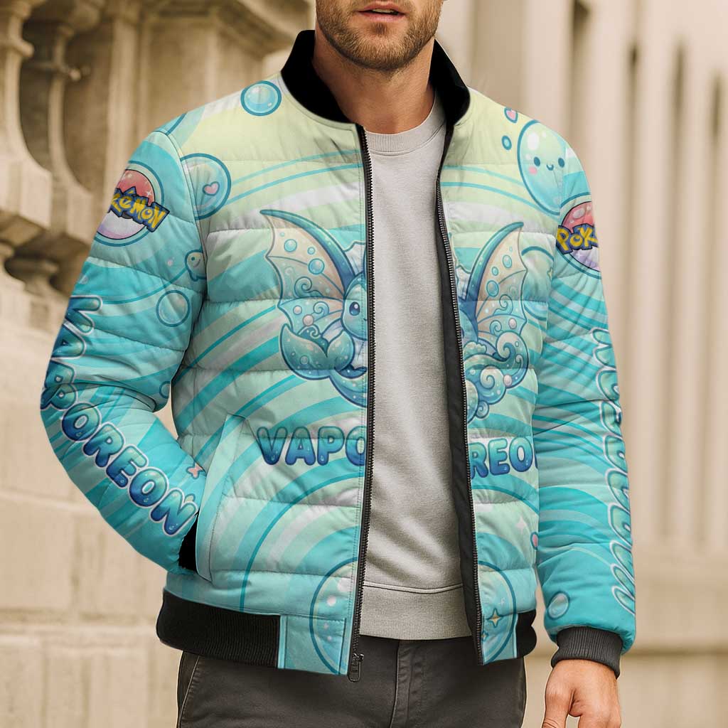 Vaporeon Bomber Puffer Jacket Dreamy Ocean Bubble Fantasy Art