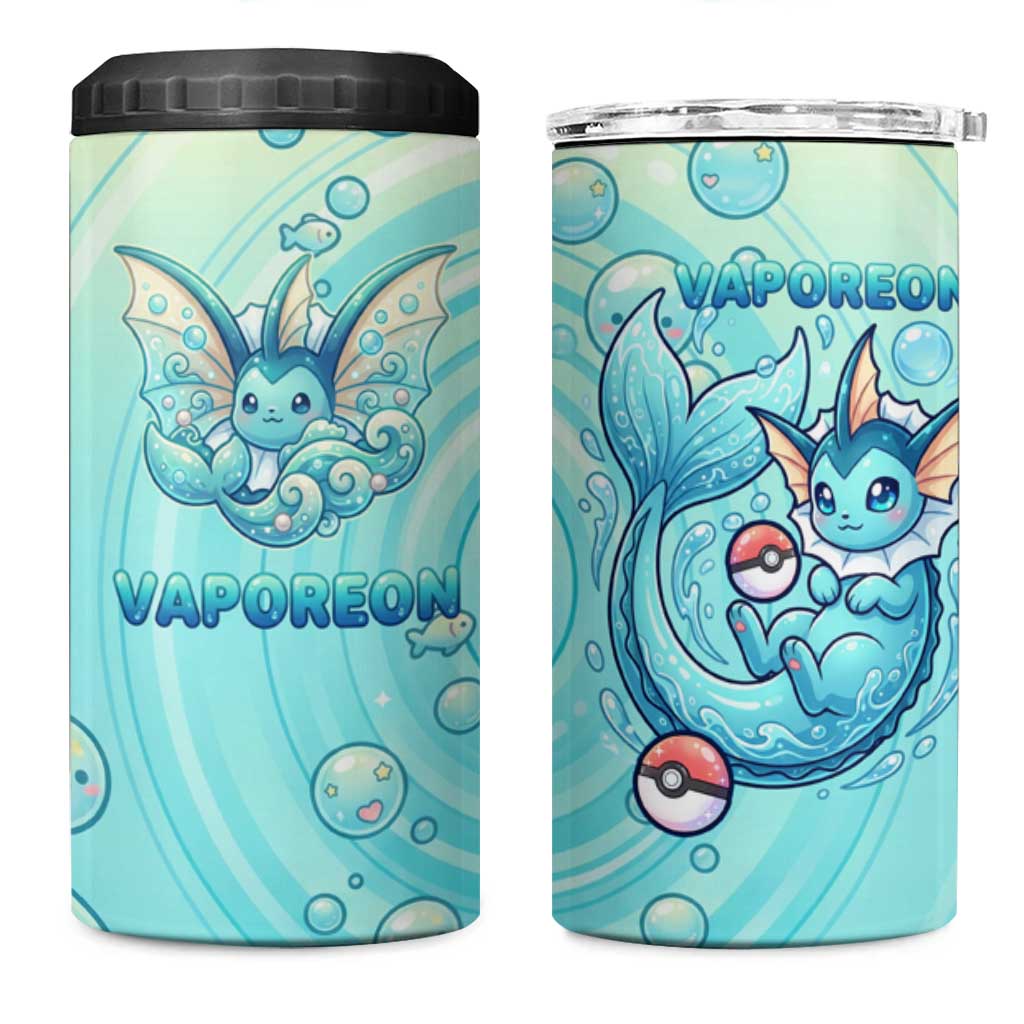 Vaporeon 4 in 1 Can Cooler Tumbler Dreamy Ocean Bubble Fantasy Art