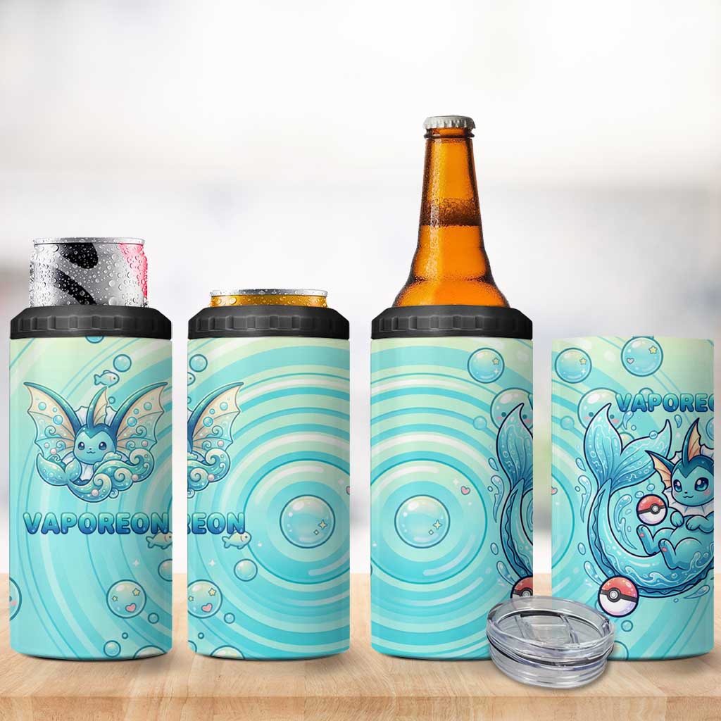 Vaporeon 4 in 1 Can Cooler Tumbler Dreamy Ocean Bubble Fantasy Art
