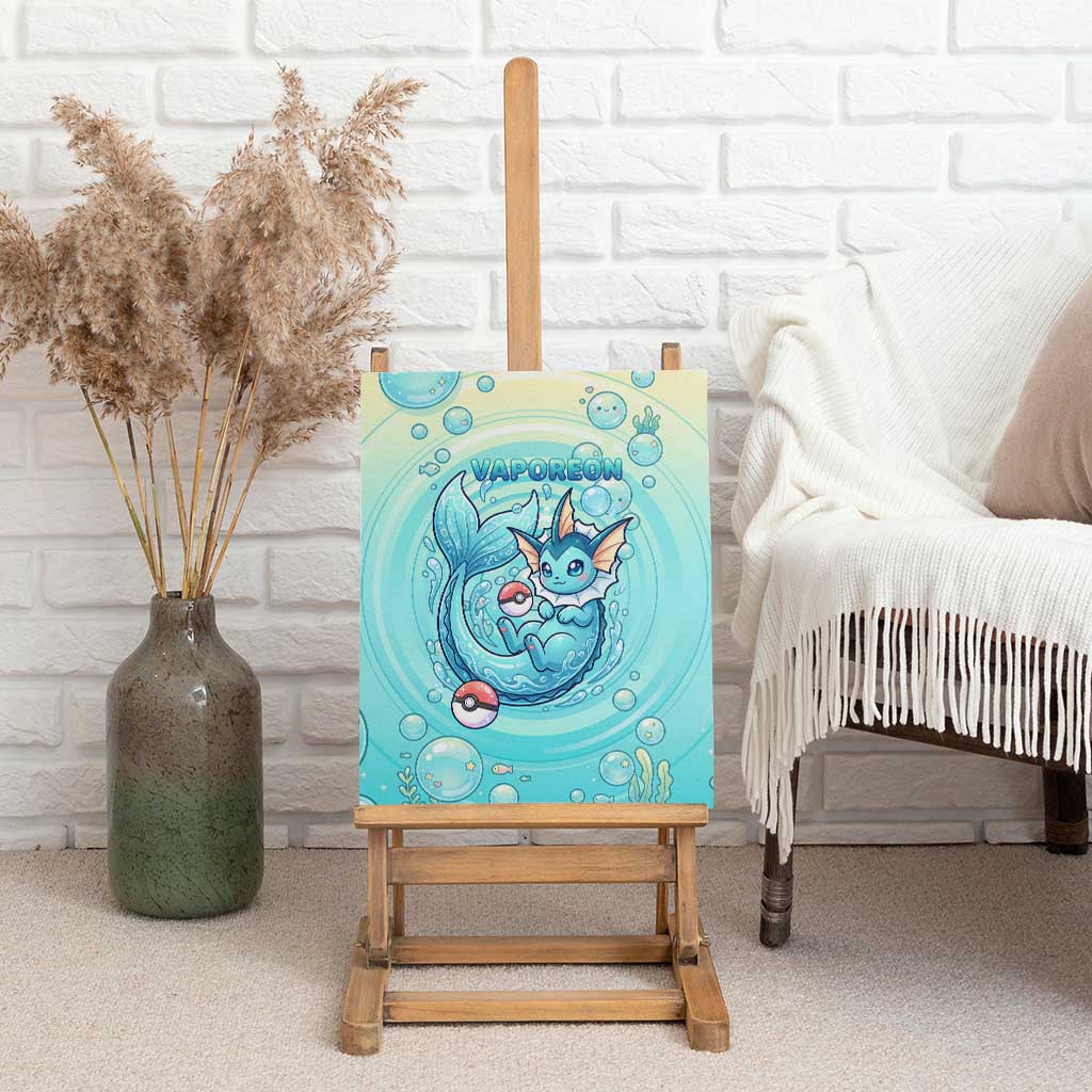 Vaporeon Canvas Wall Art Dreamy Ocean Bubble Fantasy Art