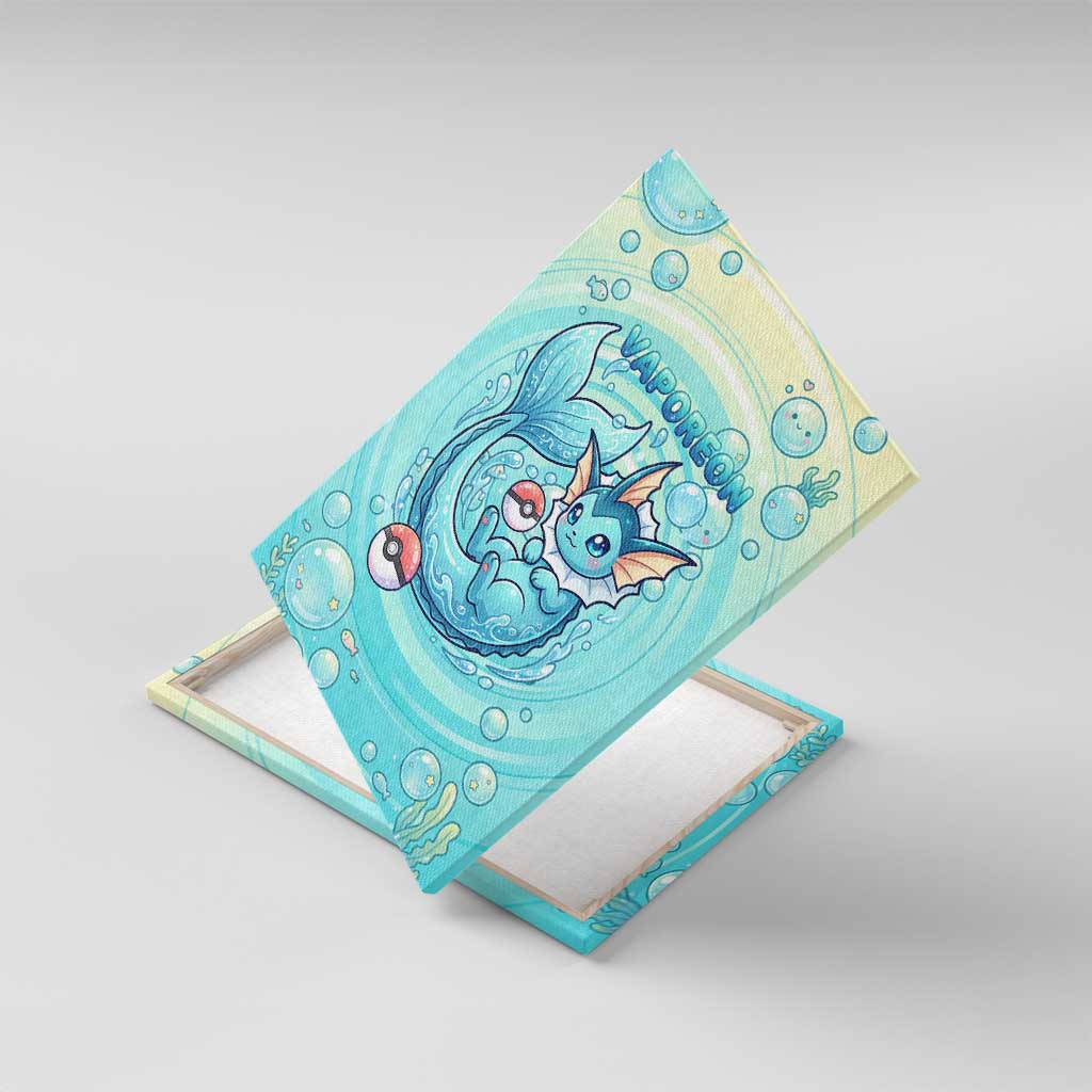 Vaporeon Canvas Wall Art Dreamy Ocean Bubble Fantasy Art