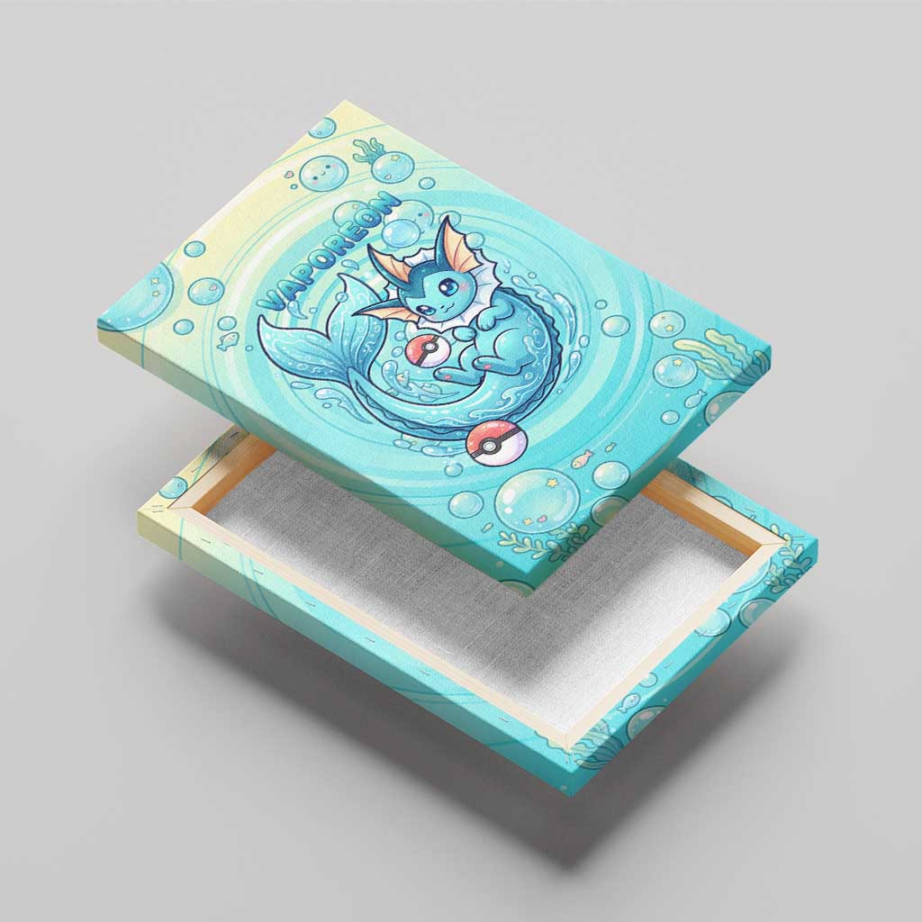 Vaporeon Canvas Wall Art Dreamy Ocean Bubble Fantasy Art