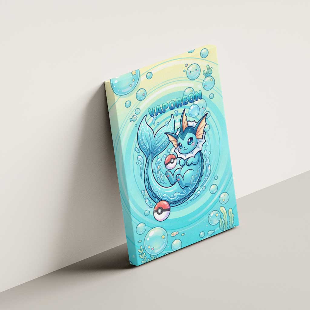 Vaporeon Canvas Wall Art Dreamy Ocean Bubble Fantasy Art