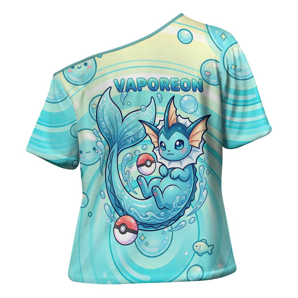 Vaporeon Cross Shoulder Shirt Dreamy Ocean Bubble Fantasy Art