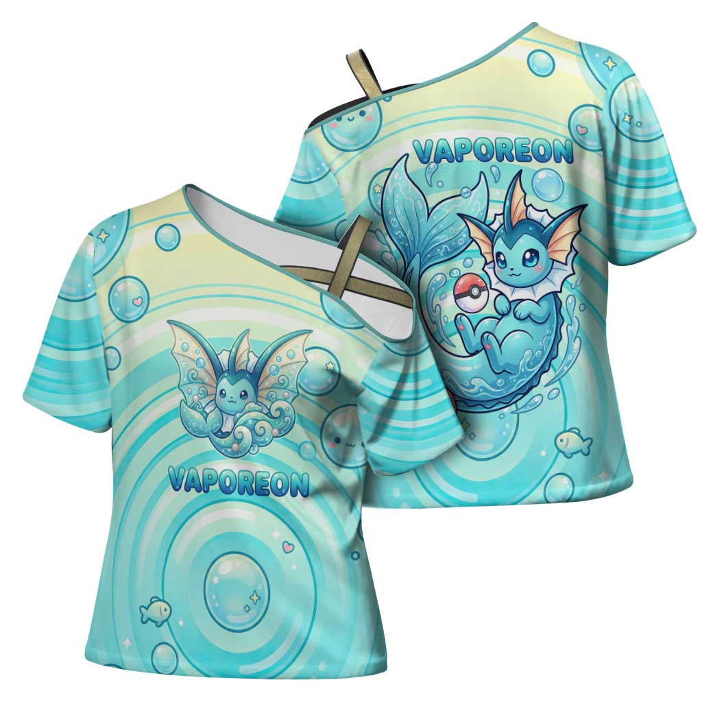 Vaporeon Cross Shoulder Shirt Dreamy Ocean Bubble Fantasy Art
