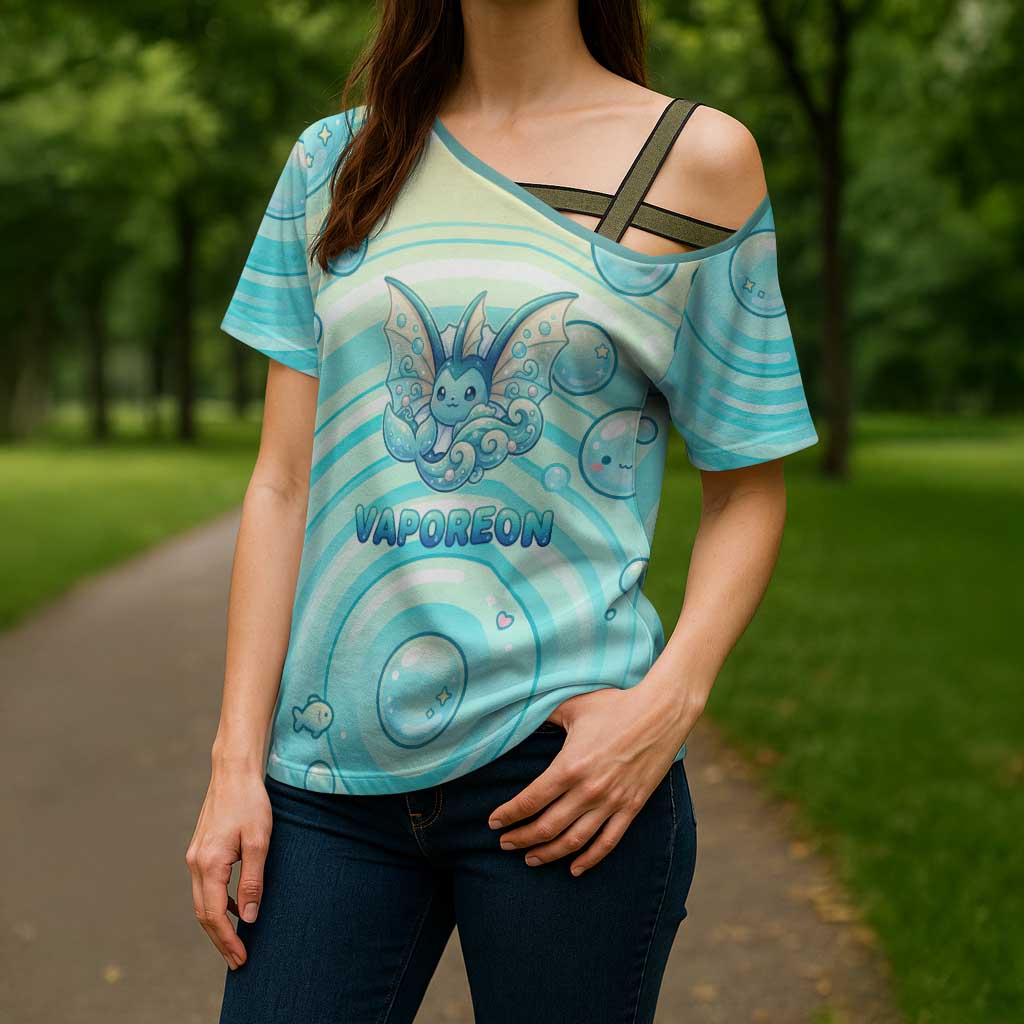 Vaporeon Cross Shoulder Shirt Dreamy Ocean Bubble Fantasy Art