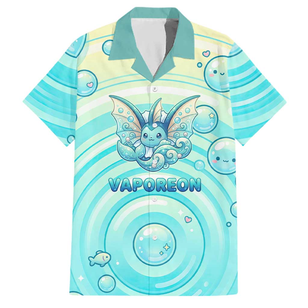 Vaporeon Family Matching Off The Shoulder Long Sleeve Dress and Hawaiian Shirt Dreamy Ocean Bubble Fantasy Art