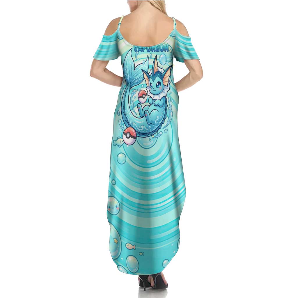 Vaporeon Family Matching Summer Maxi Dress and Hawaiian Shirt Dreamy Ocean Bubble Fantasy Art