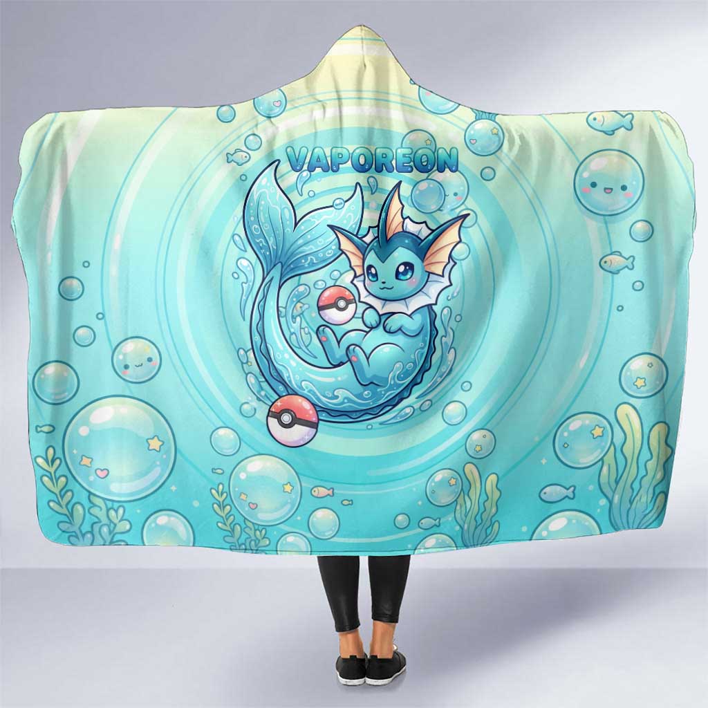 Vaporeon Hooded Blanket Dreamy Ocean Bubble Fantasy Art