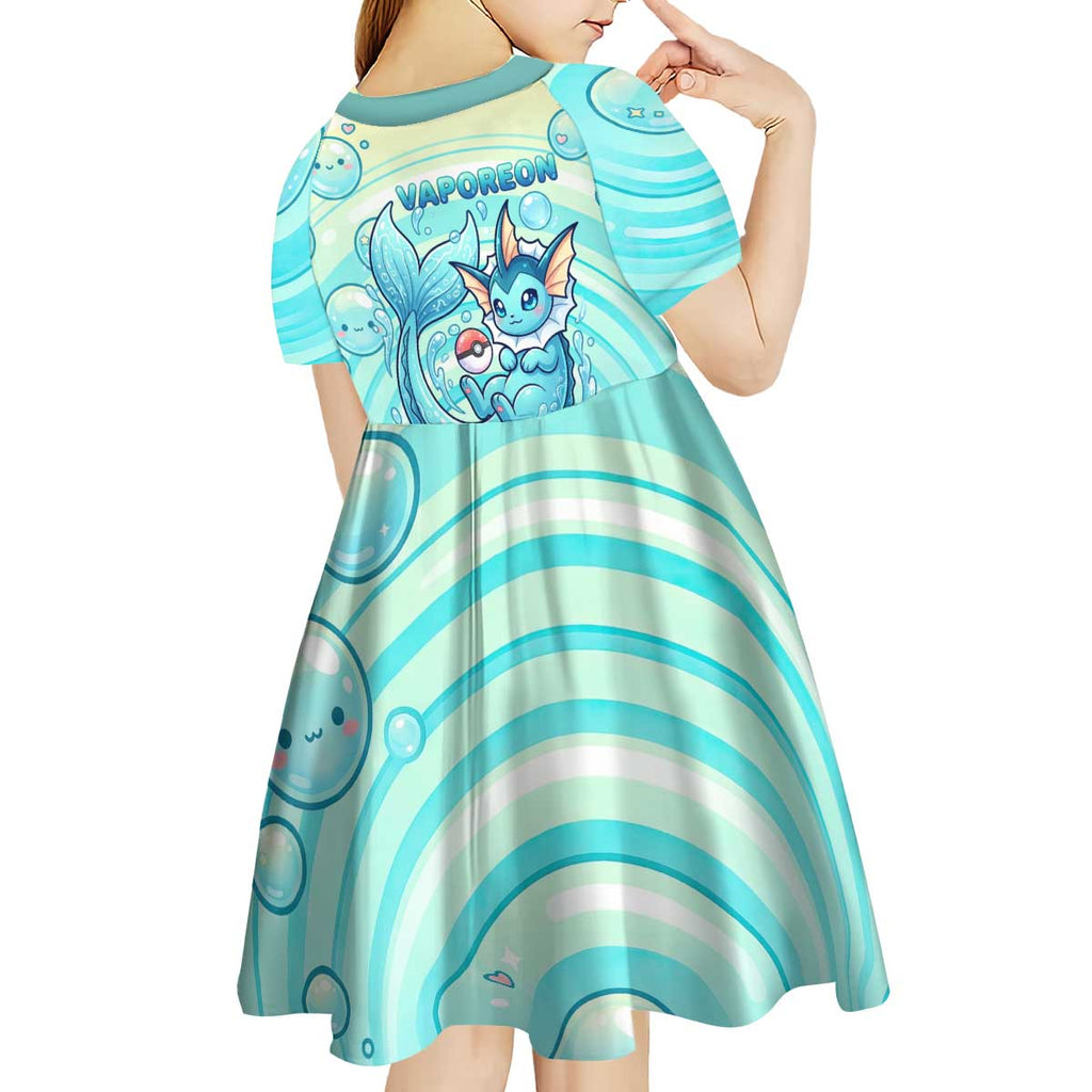 Vaporeon Kid Short Sleeve Dress Dreamy Ocean Bubble Fantasy Art