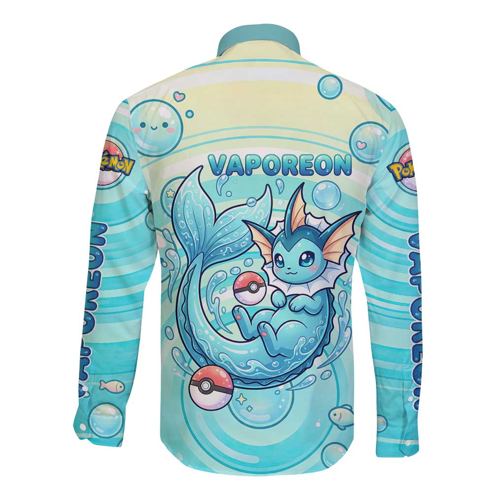 Vaporeon Long Sleeve Button Shirt Dreamy Ocean Bubble Fantasy Art