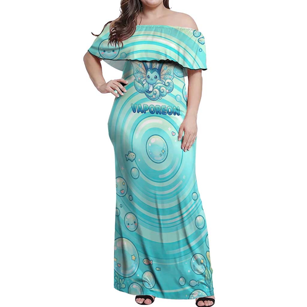 Vaporeon Off Shoulder Maxi Dress Dreamy Ocean Bubble Fantasy Art