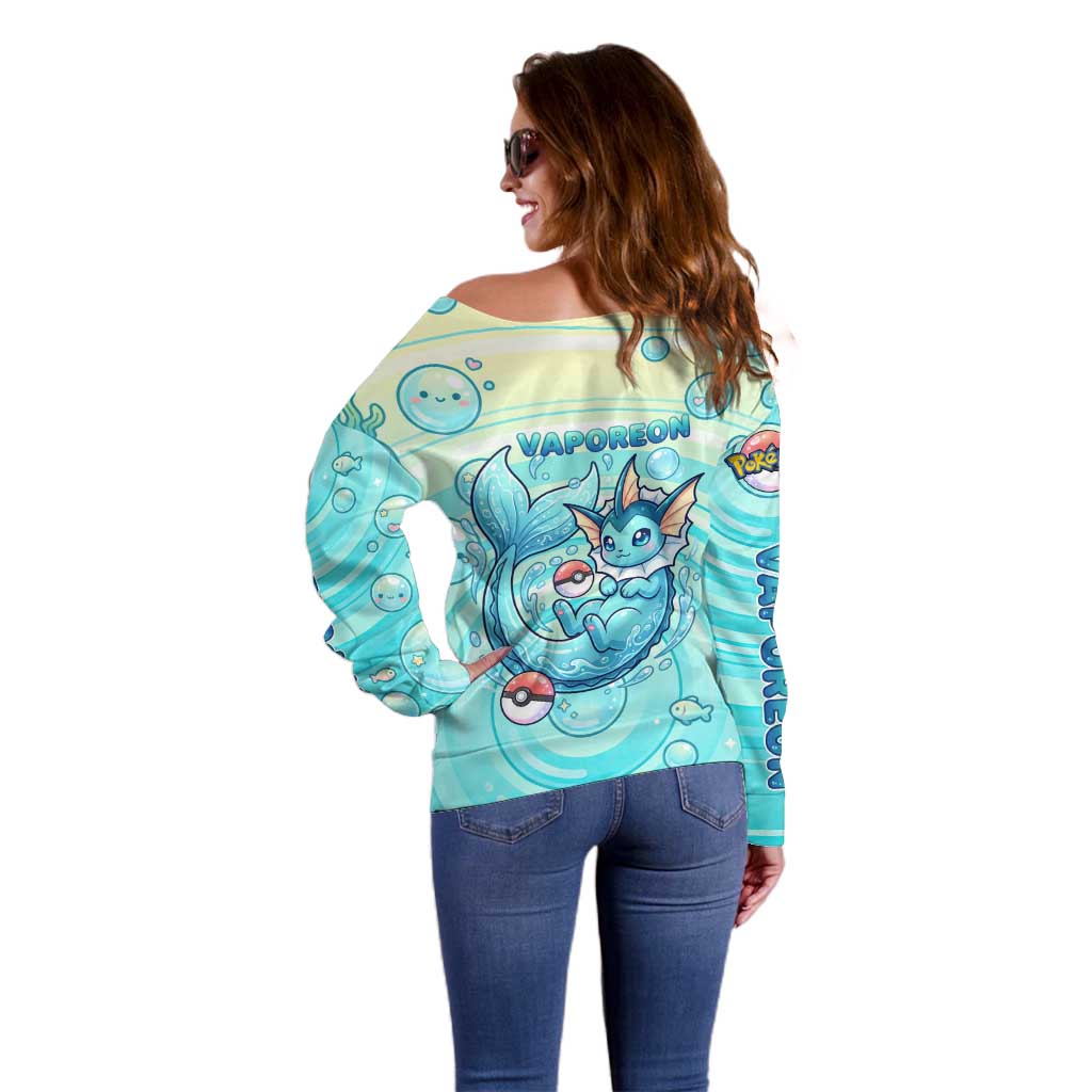 Vaporeon Off Shoulder Sweater Dreamy Ocean Bubble Fantasy Art