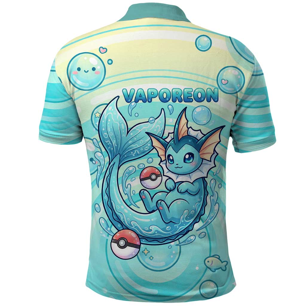 Vaporeon Polo Shirt Dreamy Ocean Bubble Fantasy Art