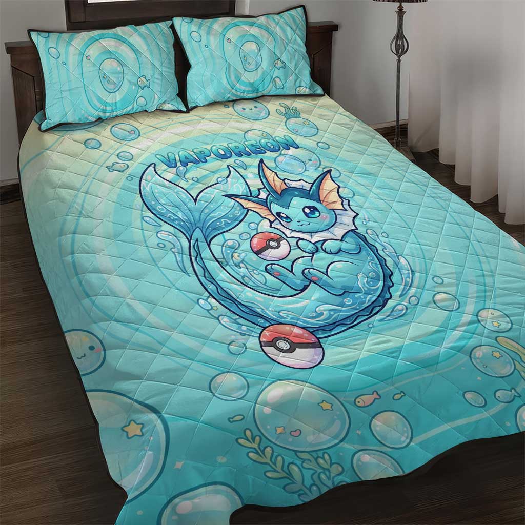 Vaporeon Quilt Bed Set Dreamy Ocean Bubble Fantasy Art