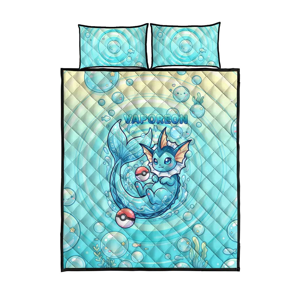Vaporeon Quilt Bed Set Dreamy Ocean Bubble Fantasy Art