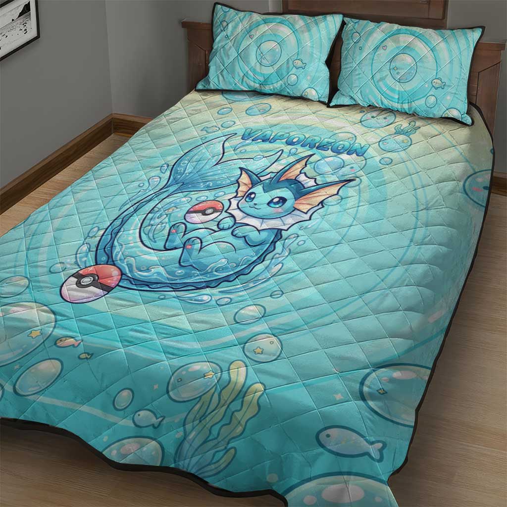 Vaporeon Quilt Bed Set Dreamy Ocean Bubble Fantasy Art
