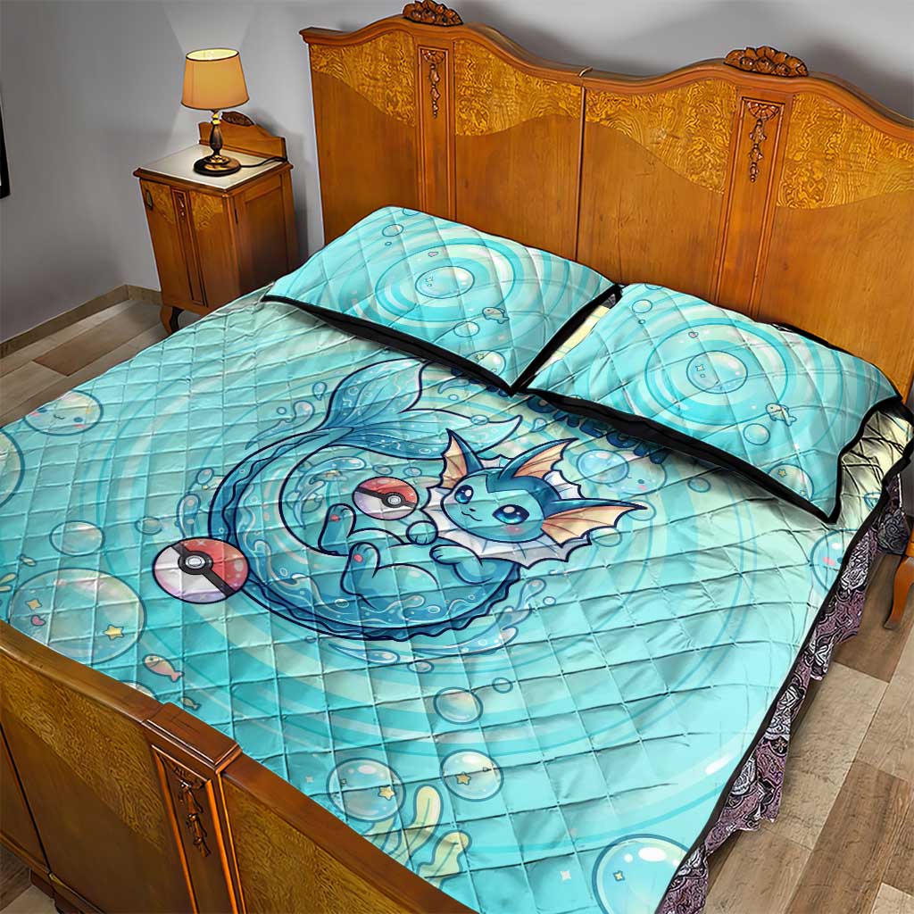 Vaporeon Quilt Bed Set Dreamy Ocean Bubble Fantasy Art