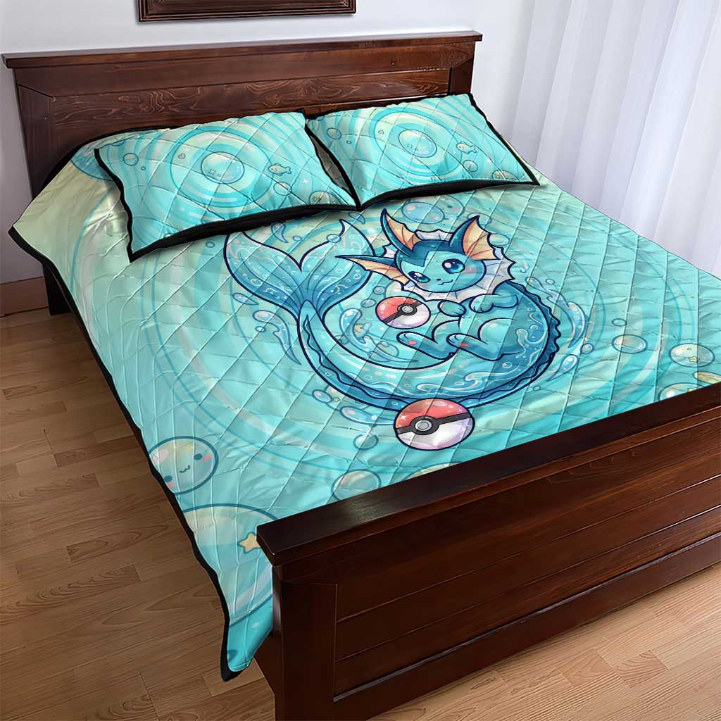 Vaporeon Quilt Bed Set Dreamy Ocean Bubble Fantasy Art