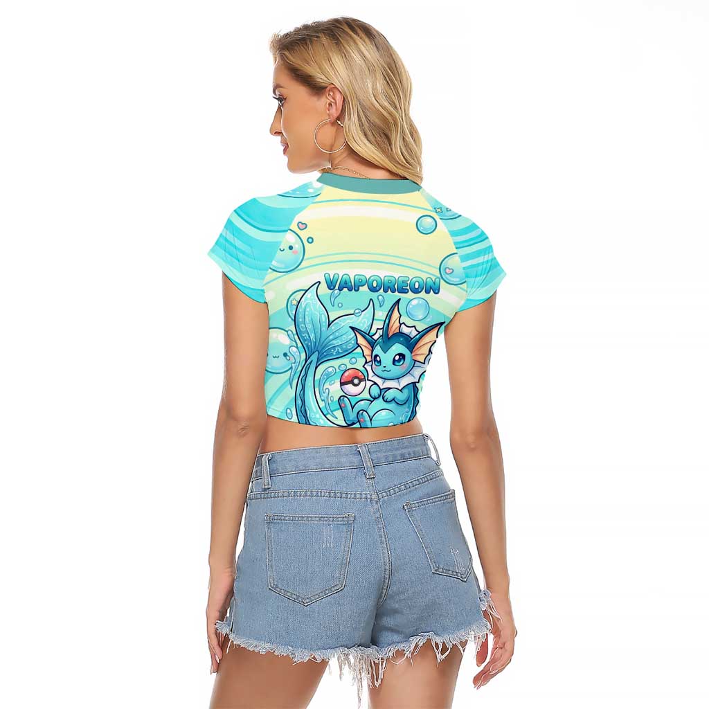 Vaporeon Raglan Cropped T Shirt Dreamy Ocean Bubble Fantasy Art