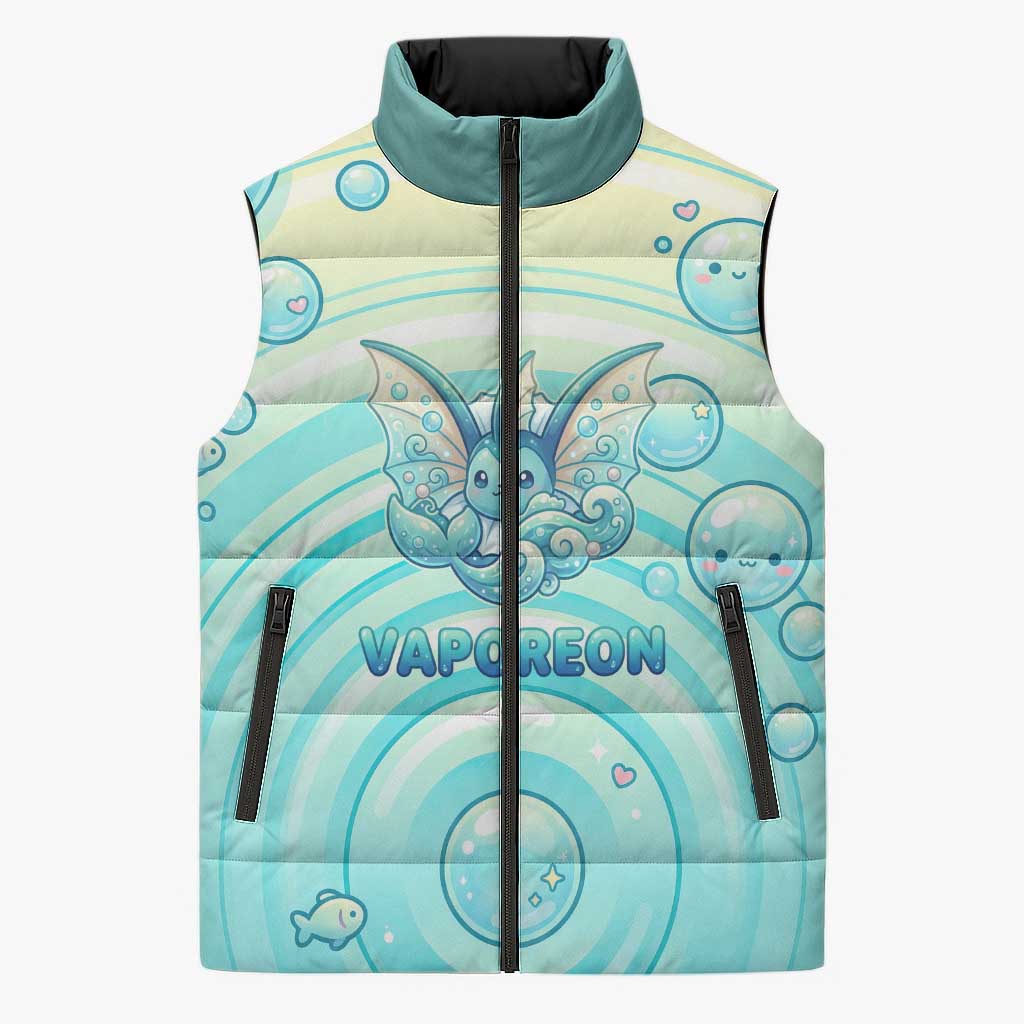 Vaporeon Sleeveless Puffer Jacket Dreamy Ocean Bubble Fantasy Art