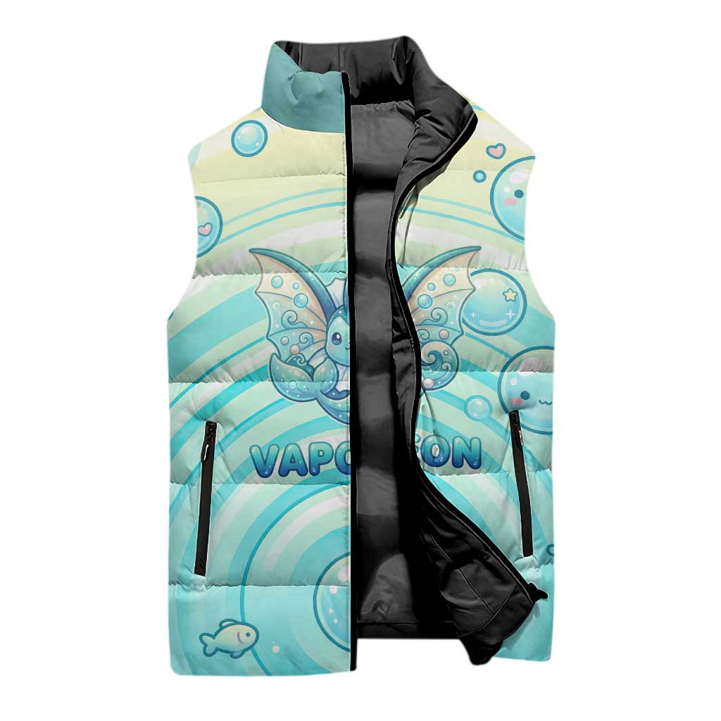 Vaporeon Sleeveless Puffer Jacket Dreamy Ocean Bubble Fantasy Art