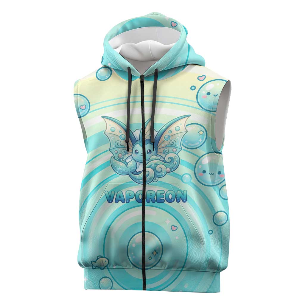 Vaporeon Sleeveless Zip Hoodie Dreamy Ocean Bubble Fantasy Art