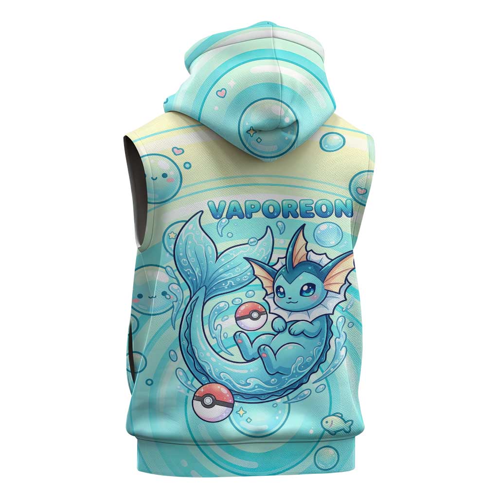 Vaporeon Sleeveless Zip Hoodie Dreamy Ocean Bubble Fantasy Art