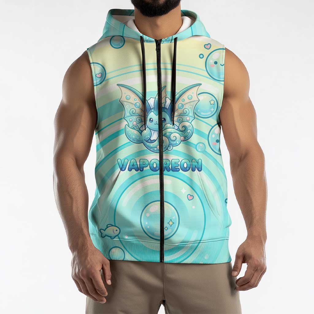 Vaporeon Sleeveless Zip Hoodie Dreamy Ocean Bubble Fantasy Art