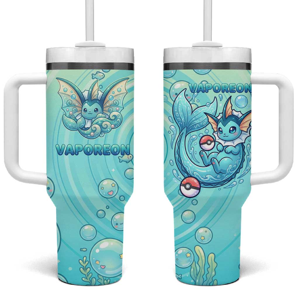 Vaporeon Tumbler With Handle Dreamy Ocean Bubble Fantasy Art