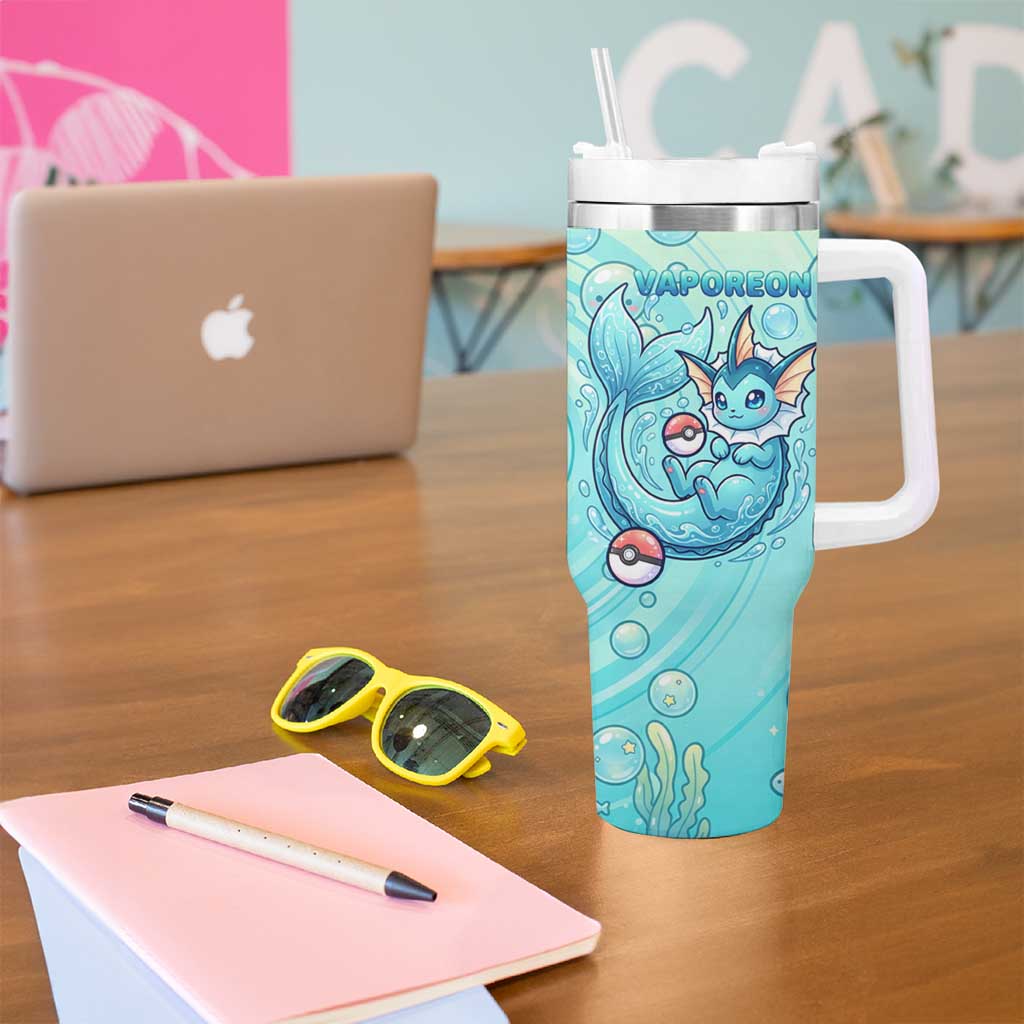 Vaporeon Tumbler With Handle Dreamy Ocean Bubble Fantasy Art