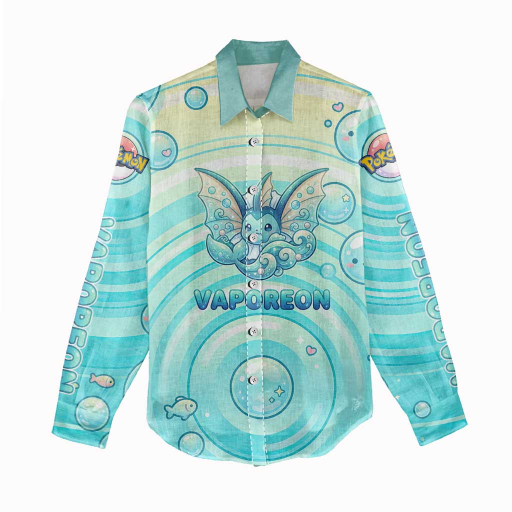 Vaporeon Women Casual Shirt Dreamy Ocean Bubble Fantasy Art